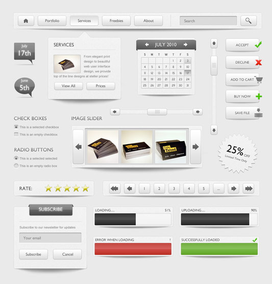 Web Gray Web Elements (Interfaz PSD)