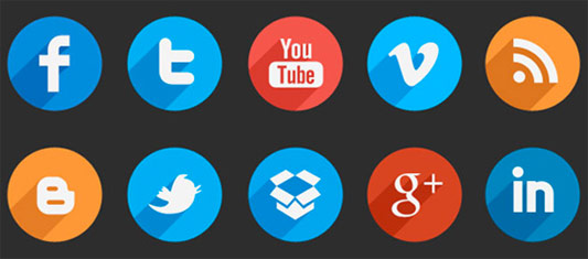 45 Long Shadow Social Media Icons