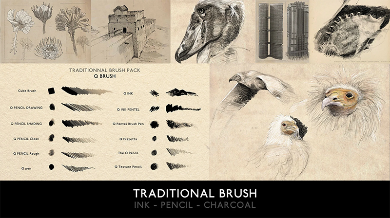 Brushes para Photoshop con Textura Real de Lápiz, Tinta y Carbón